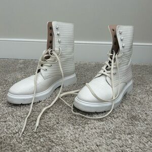 Stuart Weitzman White Textured Women's Boots